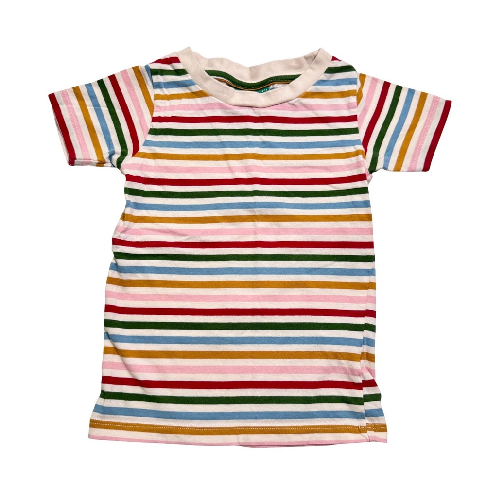 Little Green Radicals T-Shirt Multicolor Rainbow Stripe 4-5y Organic Cotton
